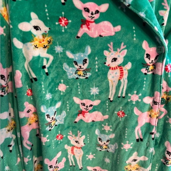 Holiday Time SUPER soft! Vintage Reindeer pajamas sz L 12-14 - Picture 3 of 5